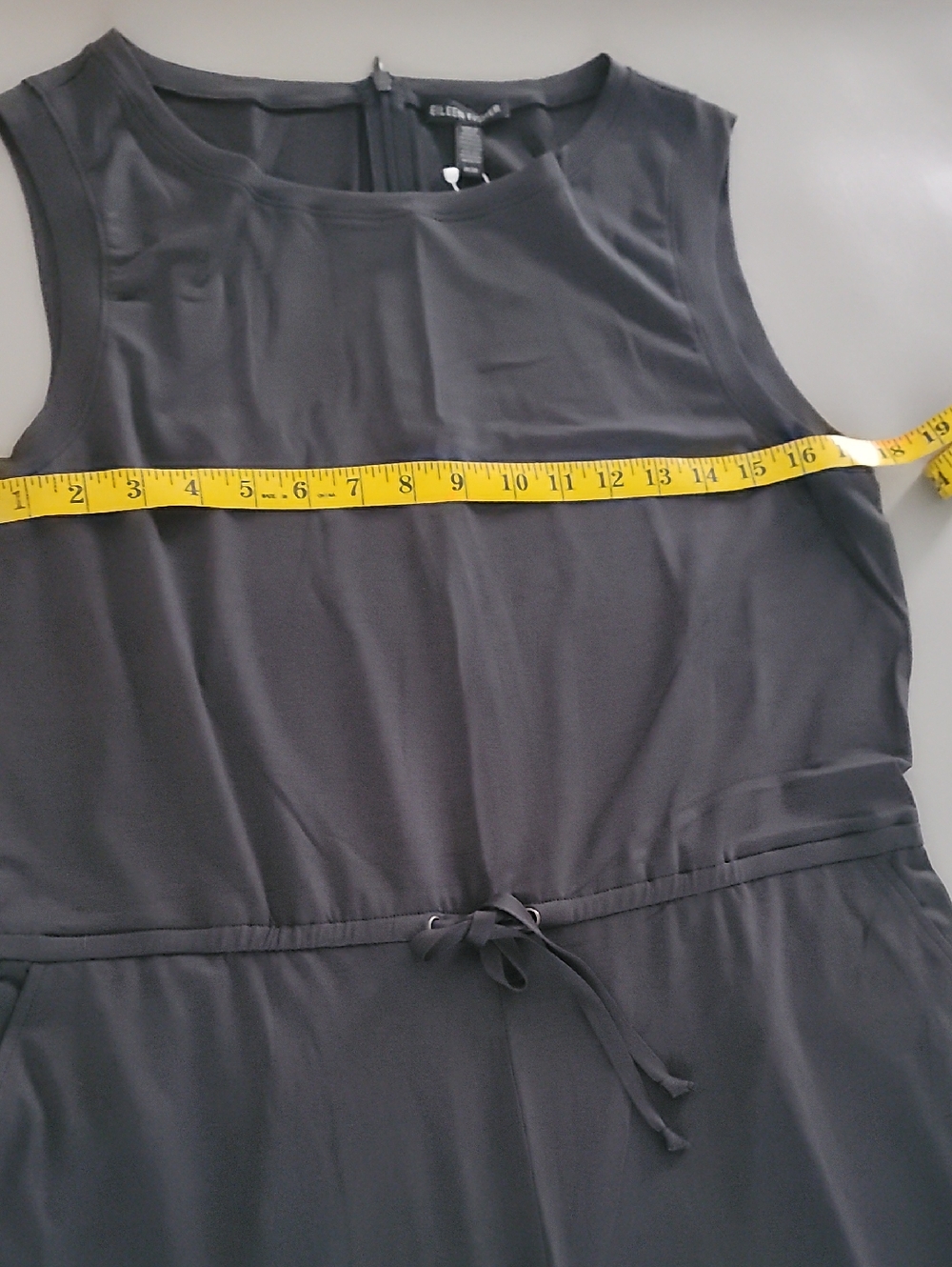 Eileen Fisher Fine Tencel Stretch Jersey Wide Leg Gray Jumpsuit Medium - Picture 12 of 14